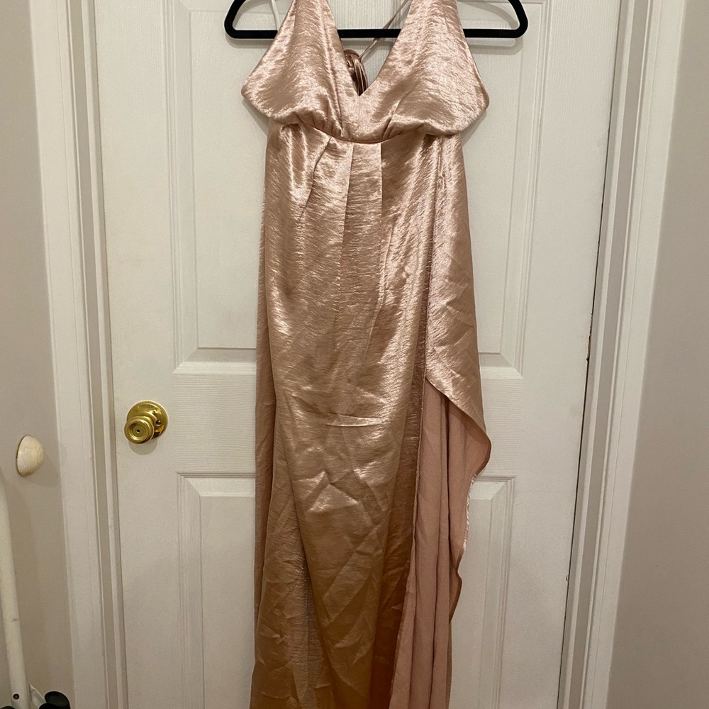 Elegant Rose Gold Halter Dress